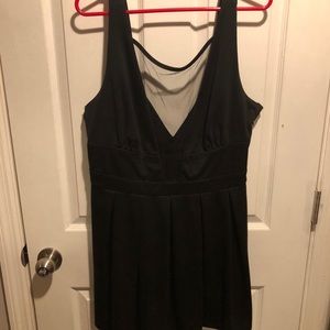 Deep V cut sheer mini black dress